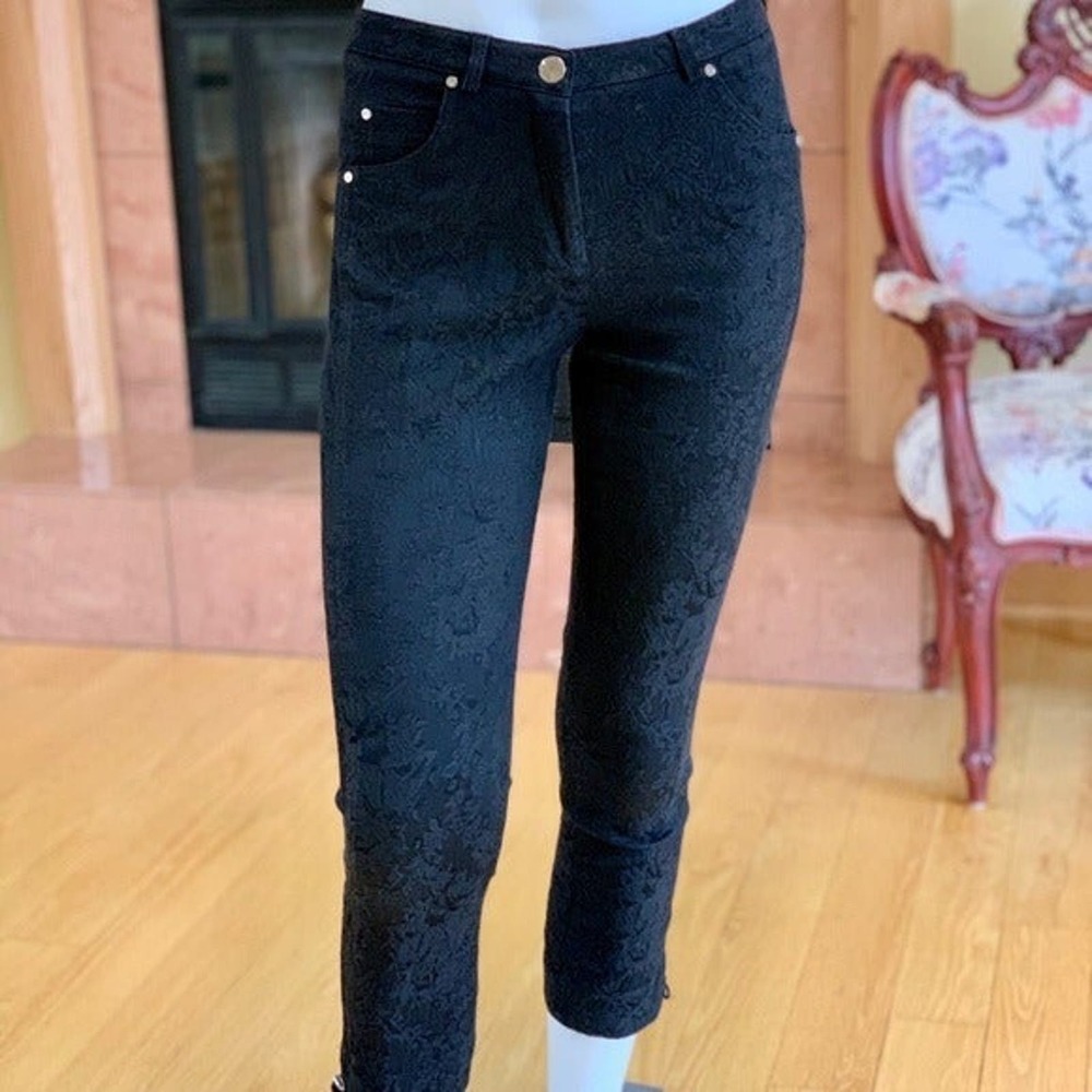 Javier Simmora Cropped Jacquard Pants Black Size 2